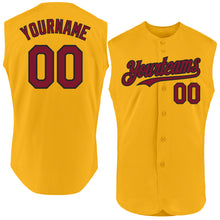 Charger l'image dans la galerie, Custom Gold Crimson-Black Authentic Sleeveless Baseball Jersey