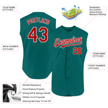 Laden Sie das Bild in den Galerie-Viewer, Custom Teal Red-White Authentic Sleeveless Baseball Jersey