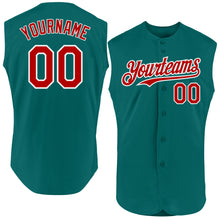 Laden Sie das Bild in den Galerie-Viewer, Custom Teal Red-White Authentic Sleeveless Baseball Jersey