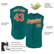 Charger l'image dans la galerie, Custom Teal Orange-White Authentic Sleeveless Baseball Jersey
