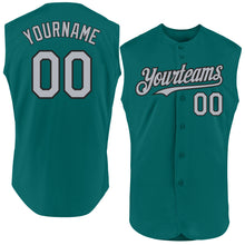 Charger l'image dans la galerie, Custom Teal Gray-Black Authentic Sleeveless Baseball Jersey