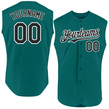 Charger l'image dans la galerie, Custom Teal Black-White Authentic Sleeveless Baseball Jersey