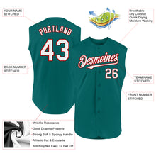 Charger l'image dans la galerie, Custom Teal White-Red Authentic Sleeveless Baseball Jersey