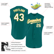 Charger l'image dans la galerie, Custom Teal White-Gold Authentic Sleeveless Baseball Jersey
