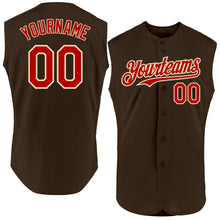 Charger l'image dans la galerie, Custom Brown Red-Cream Authentic Sleeveless Baseball Jersey