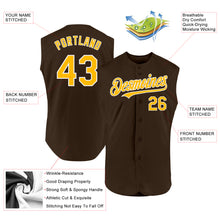 Charger l'image dans la galerie, Custom Brown Gold-White Authentic Sleeveless Baseball Jersey