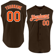 Charger l'image dans la galerie, Custom Brown Orange-White Authentic Sleeveless Baseball Jersey