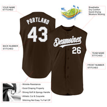 Charger l'image dans la galerie, Custom Brown White-Gray Authentic Sleeveless Baseball Jersey