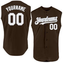 Charger l'image dans la galerie, Custom Brown White-Gray Authentic Sleeveless Baseball Jersey