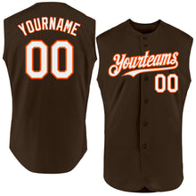 Charger l'image dans la galerie, Custom Brown White-Orange Authentic Sleeveless Baseball Jersey