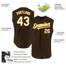 Charger l'image dans la galerie, Custom Brown White-Gold Authentic Sleeveless Baseball Jersey