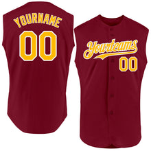 Charger l'image dans la galerie, Custom Crimson Gold-White Authentic Sleeveless Baseball Jersey
