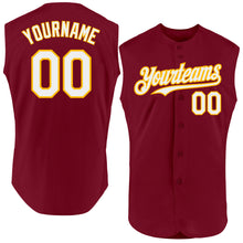 Charger l'image dans la galerie, Custom Crimson White-Gold Authentic Sleeveless Baseball Jersey