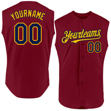 Charger l'image dans la galerie, Custom Crimson Navy-Gold Authentic Sleeveless Baseball Jersey
