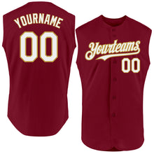 Charger l'image dans la galerie, Custom Crimson White-Old Gold Authentic Sleeveless Baseball Jersey