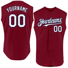Laden Sie das Bild in den Galerie-Viewer, Custom Crimson White-Navy Authentic Sleeveless Baseball Jersey