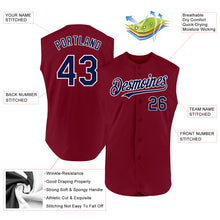 Charger l'image dans la galerie, Custom Crimson Navy-White Authentic Sleeveless Baseball Jersey