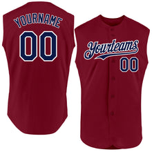 Charger l'image dans la galerie, Custom Crimson Navy-White Authentic Sleeveless Baseball Jersey