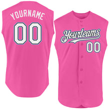 Laden Sie das Bild in den Galerie-Viewer, Custom Pink Black-Light Blue Authentic Sleeveless Baseball Jersey