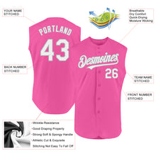 Laden Sie das Bild in den Galerie-Viewer, Custom Pink White-Gray Authentic Sleeveless Baseball Jersey