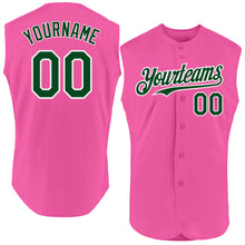 Laden Sie das Bild in den Galerie-Viewer, Custom Pink Green-White Authentic Sleeveless Baseball Jersey