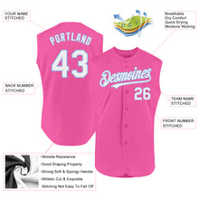 Laden Sie das Bild in den Galerie-Viewer, Custom Pink White-Light Blue Authentic Sleeveless Baseball Jersey