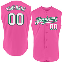 Laden Sie das Bild in den Galerie-Viewer, Custom Pink White-Kelly Green Authentic Sleeveless Baseball Jersey