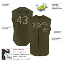 Laden Sie das Bild in den Galerie-Viewer, Custom Olive Camo-Black Authentic Sleeveless Salute To Service Baseball Jersey