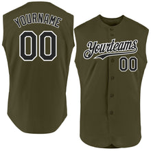 Laden Sie das Bild in den Galerie-Viewer, Custom Olive Black-White Authentic Sleeveless Salute To Service Baseball Jersey