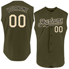 Laden Sie das Bild in den Galerie-Viewer, Custom Olive Cream-Black Authentic Sleeveless Salute To Service Baseball Jersey