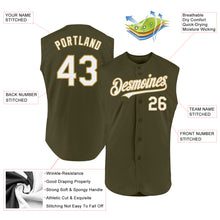 Laden Sie das Bild in den Galerie-Viewer, Custom Olive White-Old Gold Authentic Sleeveless Salute To Service Baseball Jersey