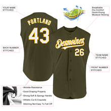 Laden Sie das Bild in den Galerie-Viewer, Custom Olive White-Gold Authentic Sleeveless Salute To Service Baseball Jersey