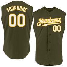 Laden Sie das Bild in den Galerie-Viewer, Custom Olive White-Gold Authentic Sleeveless Salute To Service Baseball Jersey