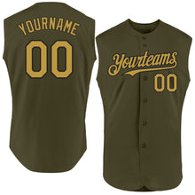 Laden Sie das Bild in den Galerie-Viewer, Custom Olive Old Gold-Black Authentic Sleeveless Salute To Service Baseball Jersey