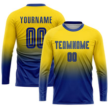 Charger l'image dans la galerie, Custom Gold Royal Sublimation Fade Fashion Soccer Uniform Jersey
