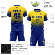 Charger l'image dans la galerie, Custom Gold Royal Sublimation Fade Fashion Soccer Uniform Jersey