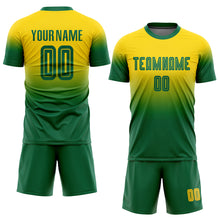 Charger l'image dans la galerie, Custom Gold Kelly Green Sublimation Fade Fashion Soccer Uniform Jersey