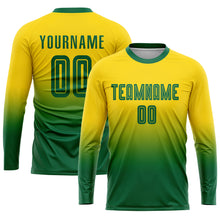 Charger l'image dans la galerie, Custom Gold Kelly Green Sublimation Fade Fashion Soccer Uniform Jersey