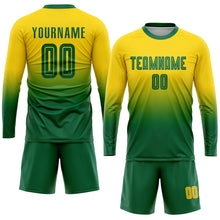 Charger l'image dans la galerie, Custom Gold Kelly Green Sublimation Fade Fashion Soccer Uniform Jersey