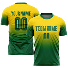 Charger l'image dans la galerie, Custom Gold Kelly Green Sublimation Fade Fashion Soccer Uniform Jersey