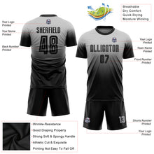 Загрузить изображение в средство просмотра галереи, Custom Gray Black Sublimation Fade Fashion Soccer Uniform Jersey