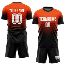 Load image into Gallery viewer, Custom Orange White-Black Sublimation Fade Fashion Soccer Uniform Jersey