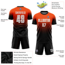 Load image into Gallery viewer, Custom Orange White-Black Sublimation Fade Fashion Soccer Uniform Jersey