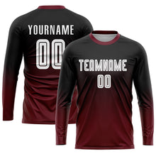 Загрузить изображение в средство просмотра галереи, Custom Black White-Crimson Sublimation Fade Fashion Soccer Uniform Jersey