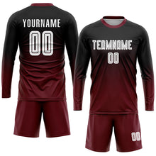 Загрузить изображение в средство просмотра галереи, Custom Black White-Crimson Sublimation Fade Fashion Soccer Uniform Jersey