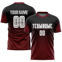 Загрузить изображение в средство просмотра галереи, Custom Black White-Crimson Sublimation Fade Fashion Soccer Uniform Jersey