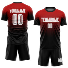 Загрузить изображение в средство просмотра галереи, Custom Red White-Black Sublimation Fade Fashion Soccer Uniform Jersey