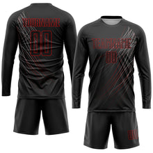 Laden Sie das Bild in den Galerie-Viewer, Custom Black Black-Red Sublimation Soccer Uniform Jersey