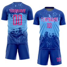 Load image into Gallery viewer, Custom Royal Pink-Light Blue Sublimation Soccer Uniform Jersey