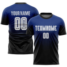 Laden Sie das Bild in den Galerie-Viewer, Custom Royal White-Black Sublimation Fade Fashion Soccer Uniform Jersey